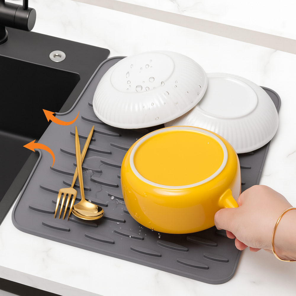 Tapis de séchage de vaisselle antidérapant en silicone