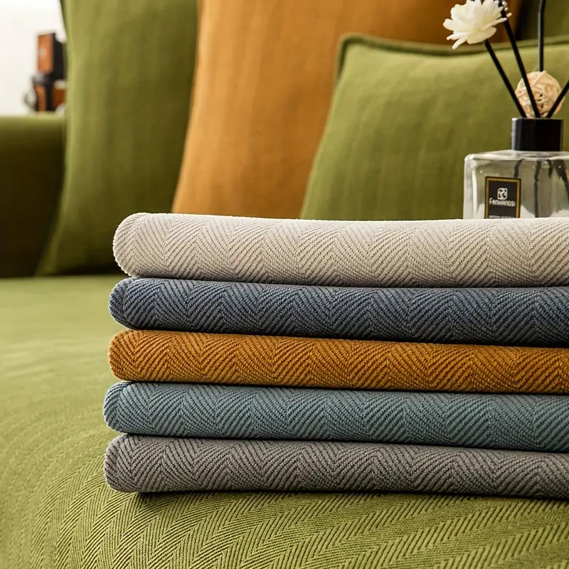 Couvre-canapé premium en chenille tissée chevron