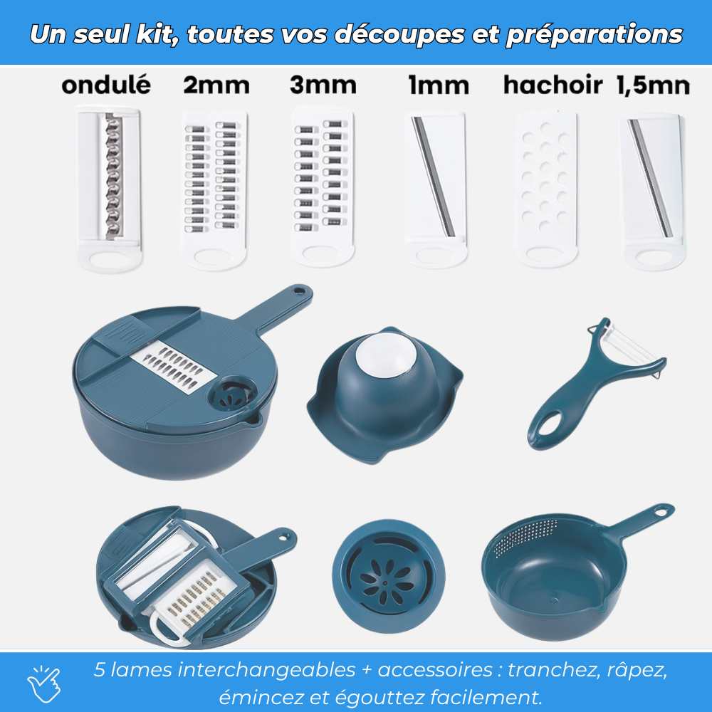 Hachoir et Coupe-Légumes Ultra Polyvalent 12 en 1